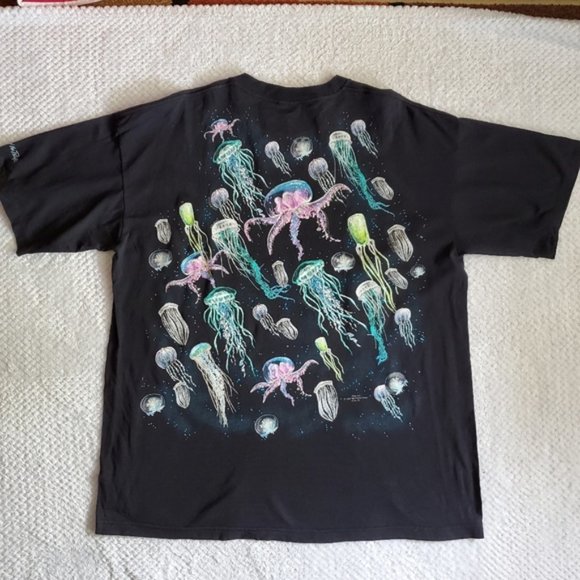 1998 Vintage Peter Kull Aquarium Of The Pacific Jellyfish Print T-Shirt Size XXL - Picture 4 of 9
